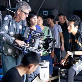 On set with Christopher Doyle